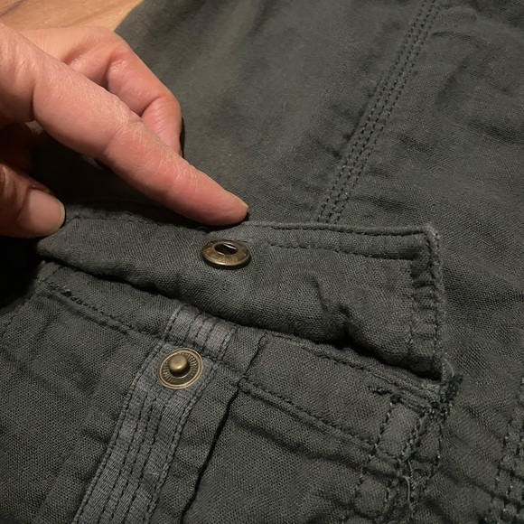 Y2K American Eagle Olive Button-Up Vest Shirt Sz Med - Picture 4 of 7